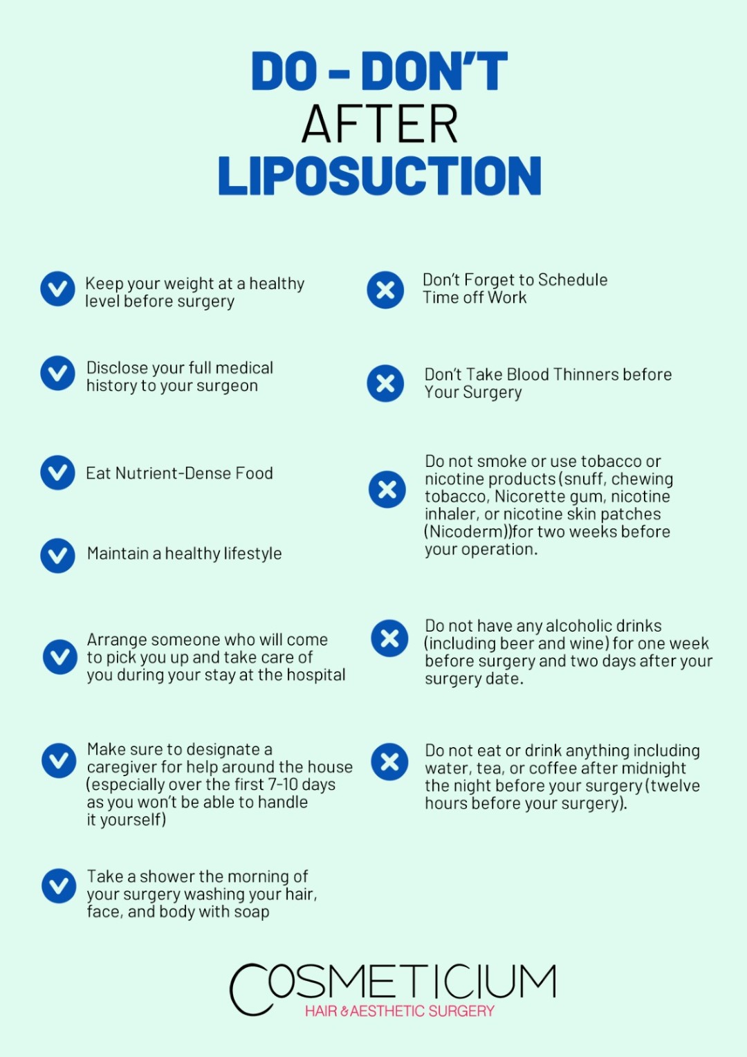 Do or Don't after liposuction list